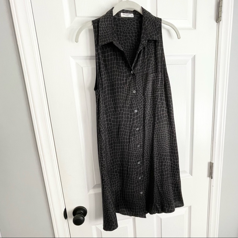 EQUIPMENT Femme animal print black/grey sleeveless swing dress
